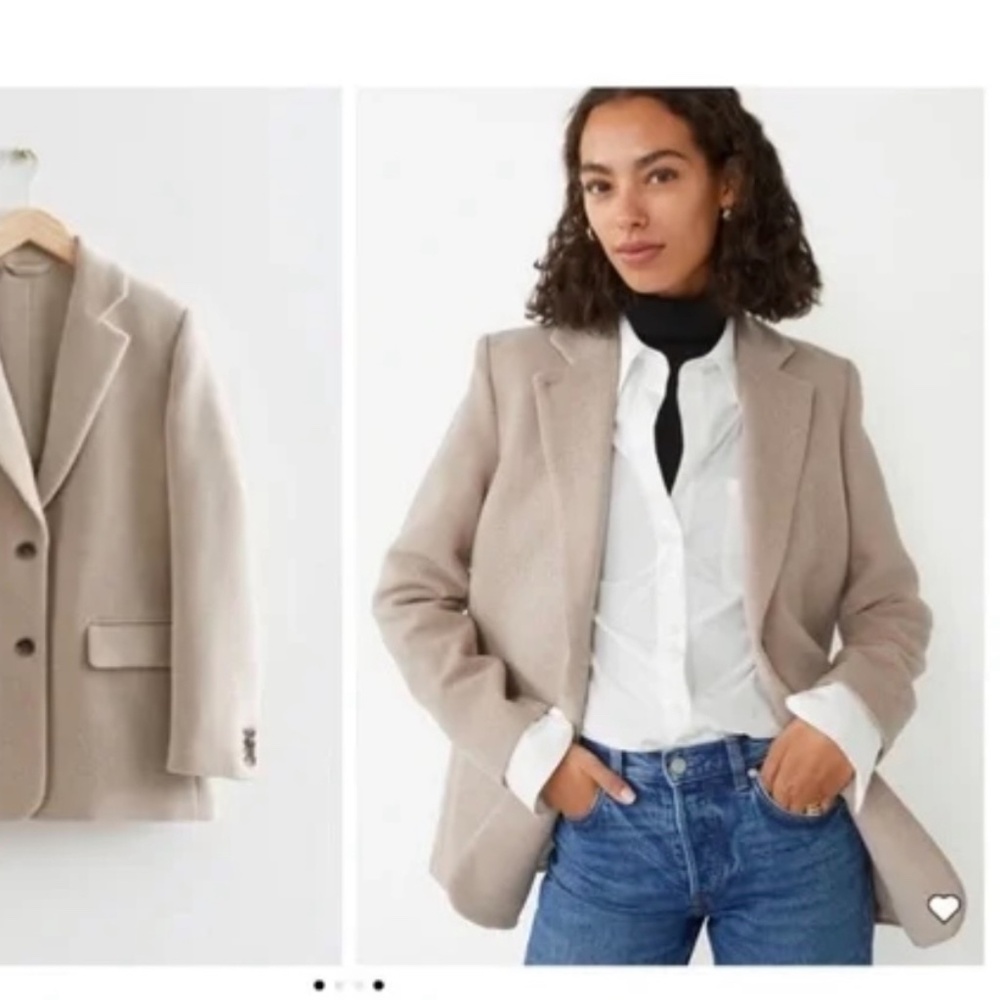 & Other Stories Oversized Wool Blazer, Size 0 / EU 32, Oatmeal Beige